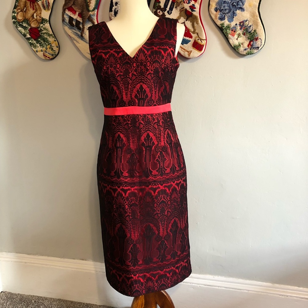 Merona black and red lace dress in euc size 2
